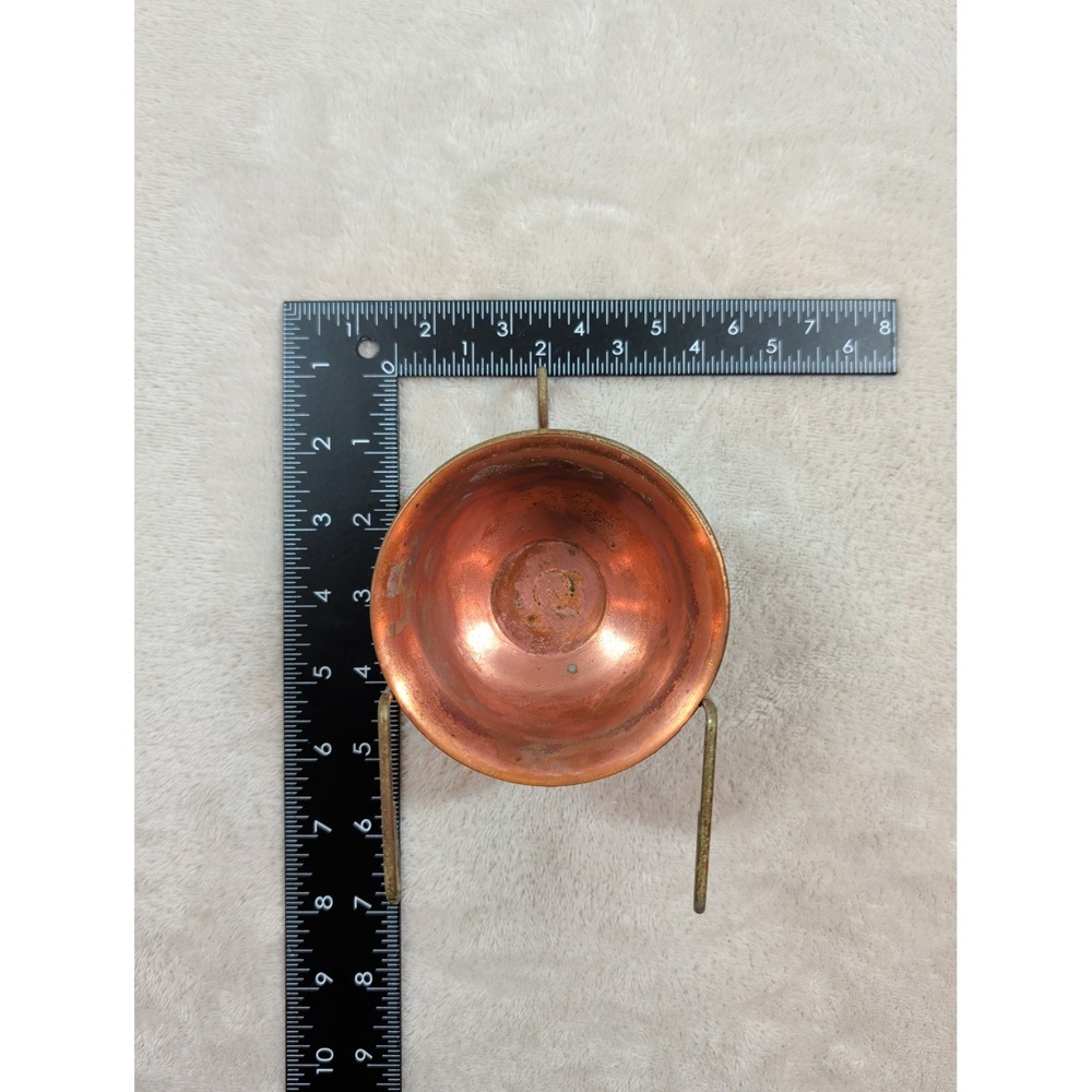 Vintage Miniature Copper Wheelbarrow Planter Brass Frame Decorative Bowl 5 Inch - Picture 7 of 8
